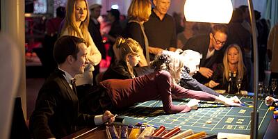 Guests place their bets at roulette
