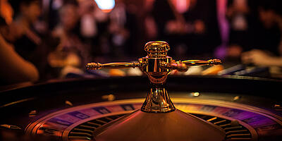 shiny roulette wheel in the foreground